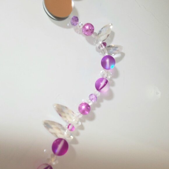 Suncatcher Mirrored with Mixed Glass Beads and 30mm Clear Crystal Prism 29.5" L - Picture 5 of 8